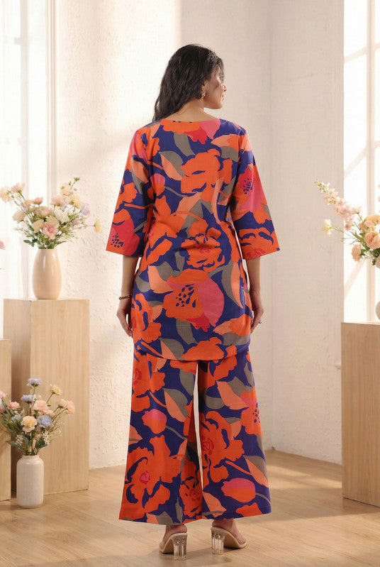 Multicolor Abstract Floral Printed Cotton Co-ord Set