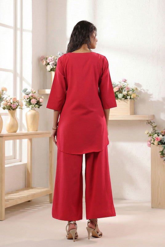 Pink Botanical Floral Printed Cotton Flex Co-ord Set