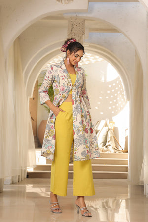 Ocher Three Piece Cotton Flex Co-ord Set