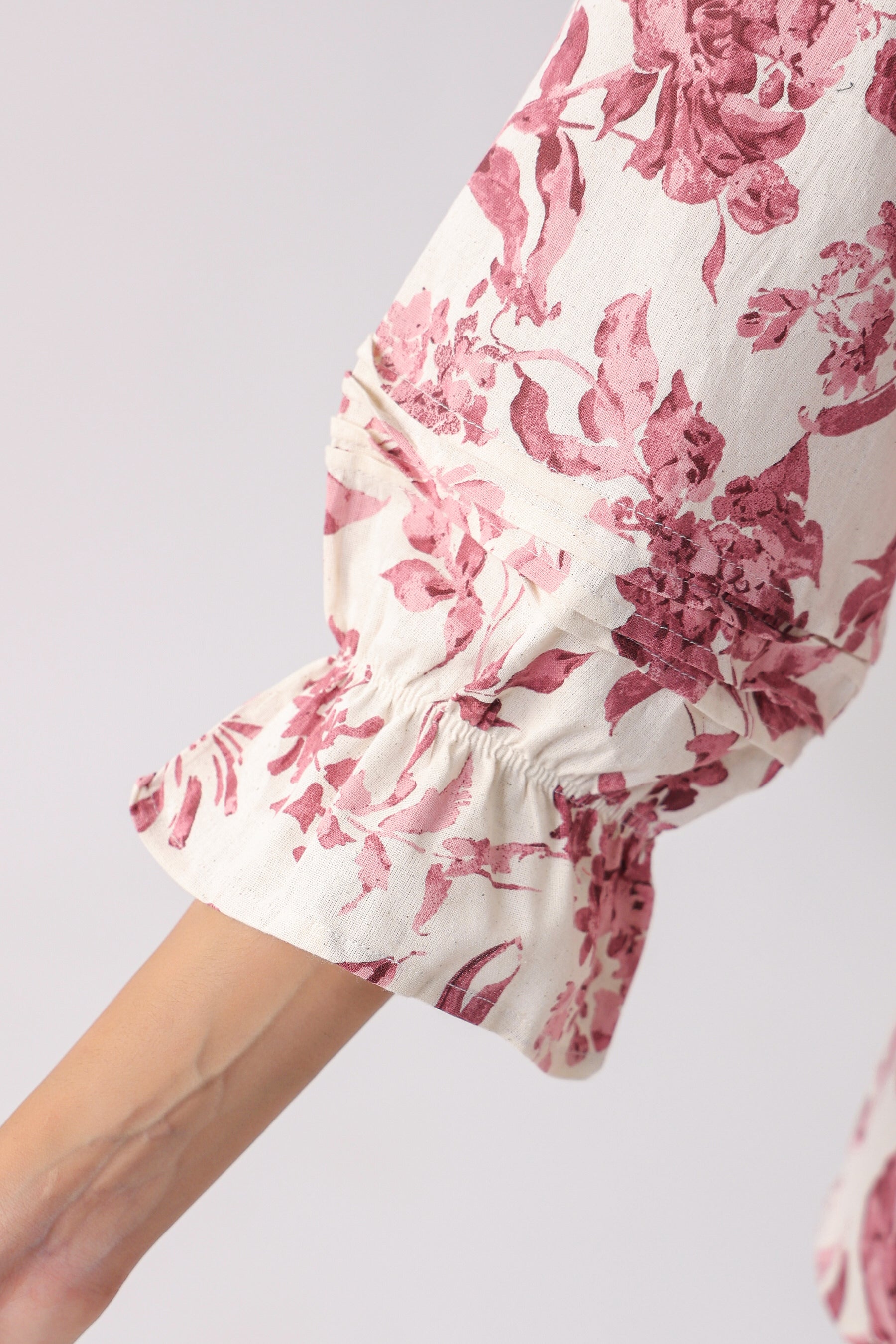 Pink Flower Bloom On Cotton Flex Co-ord Set