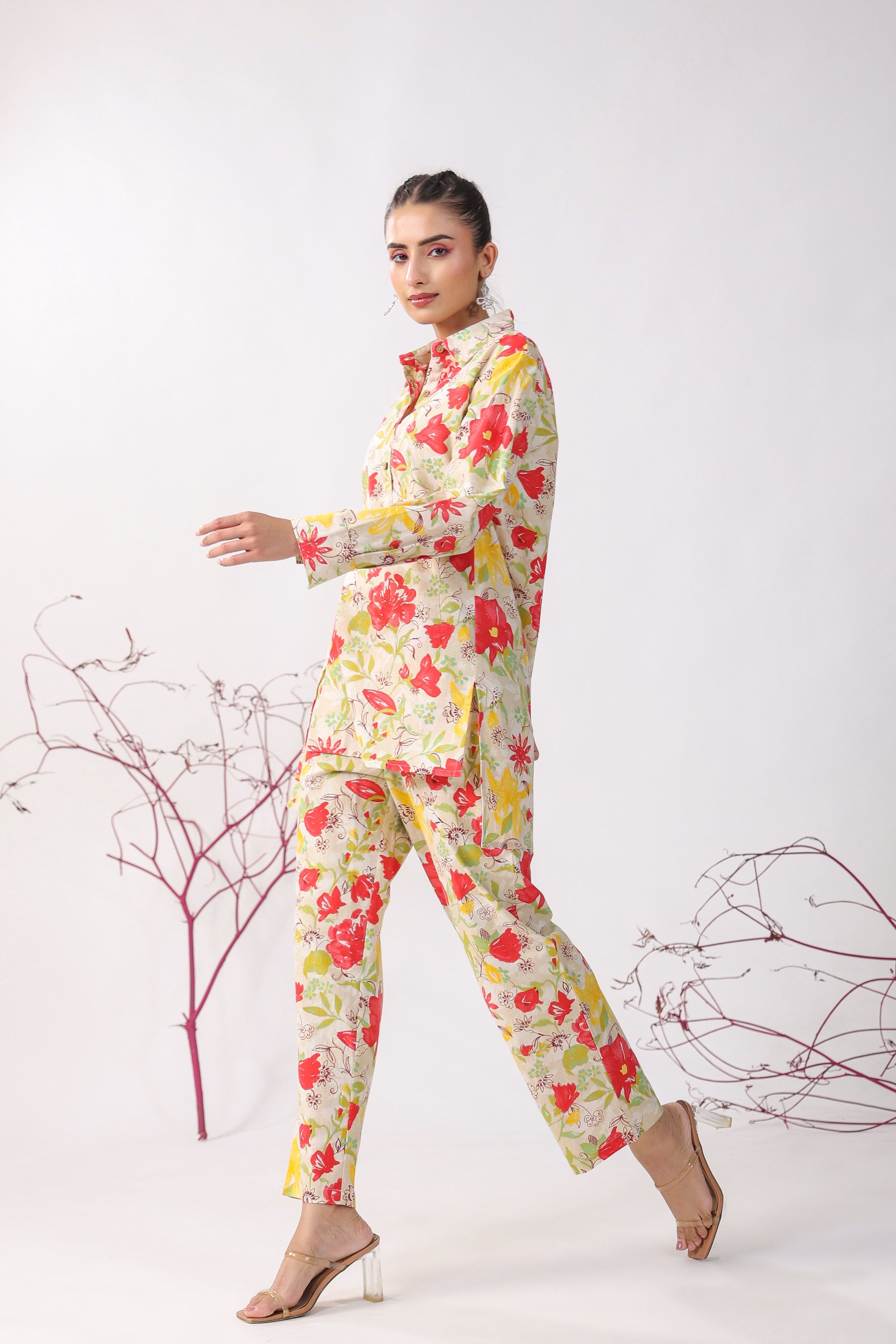 Fleurs Jaal On Cotton Flex Loungewear Top Set