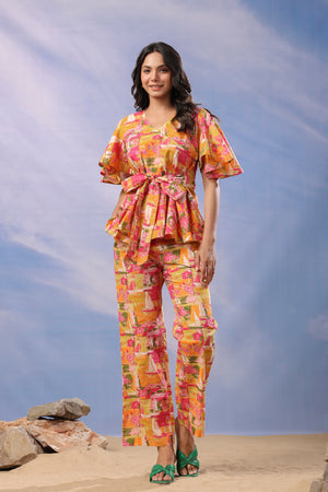 Sunset Serenade Cotton Loungewear Top Set