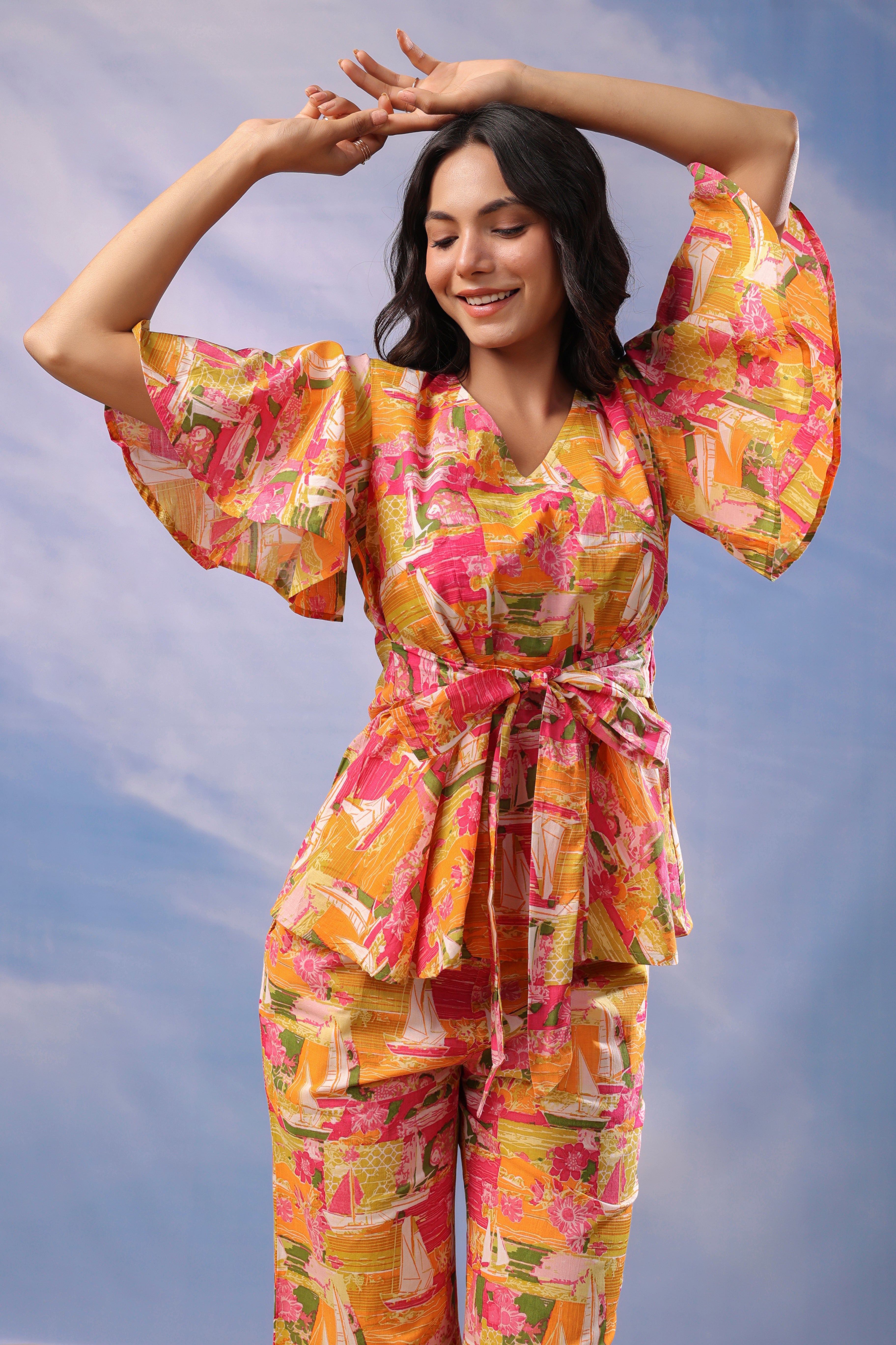 Sunset Serenade Cotton Loungewear Top Set