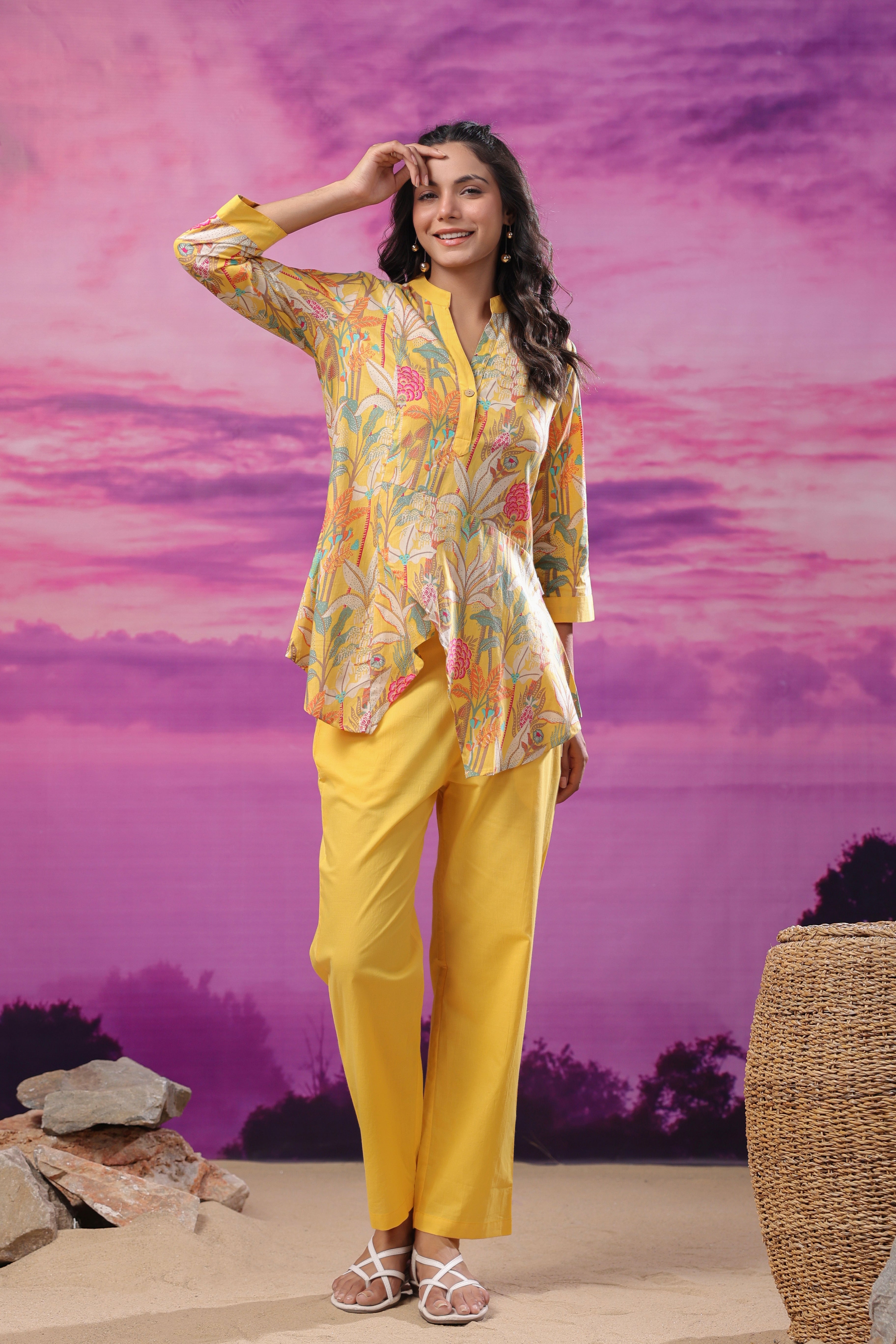 Elysian Bloom Yellow Cotton Co Ord Set