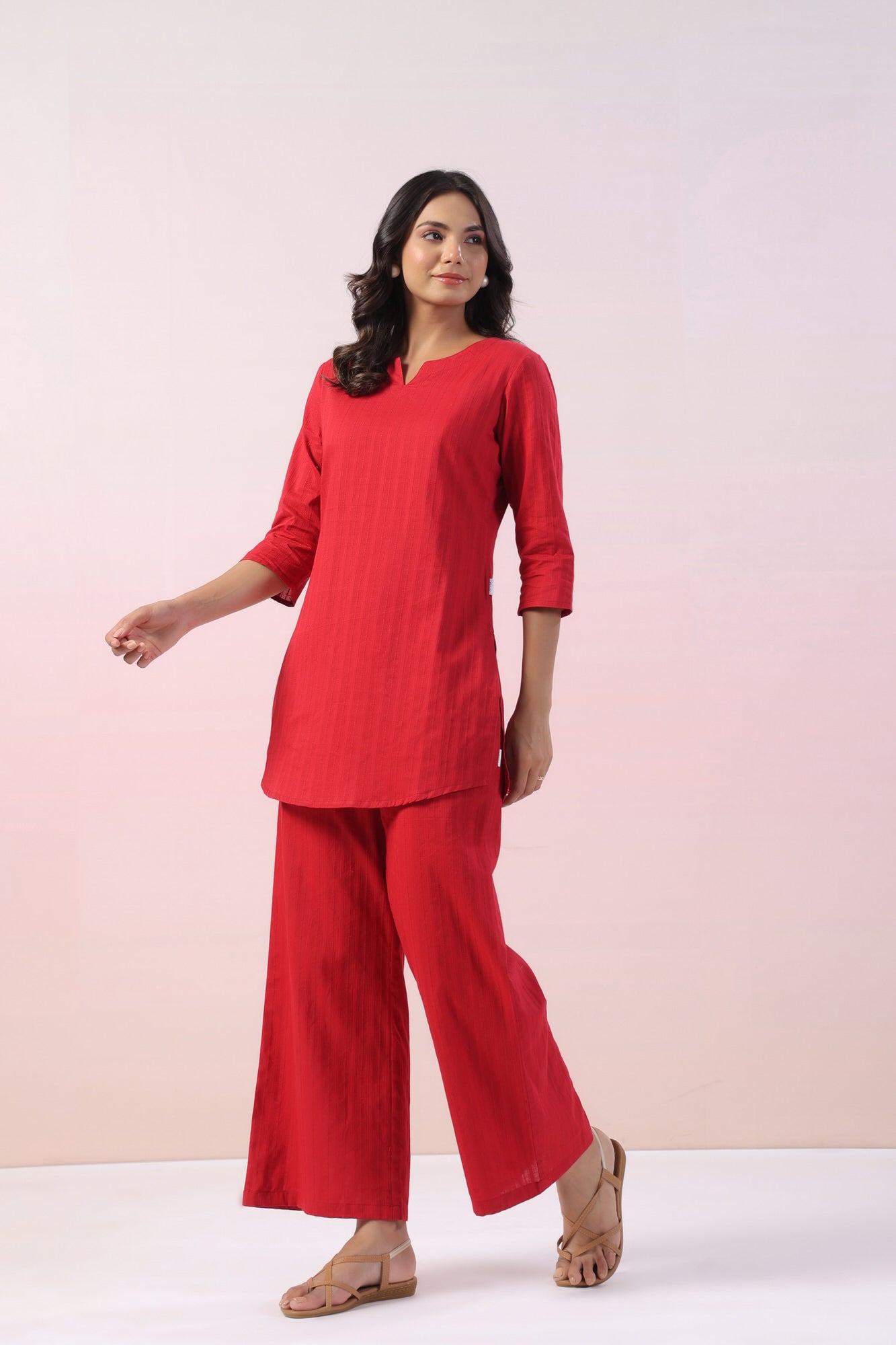 Fio Solid Cotton Palazzo Loungewear Set