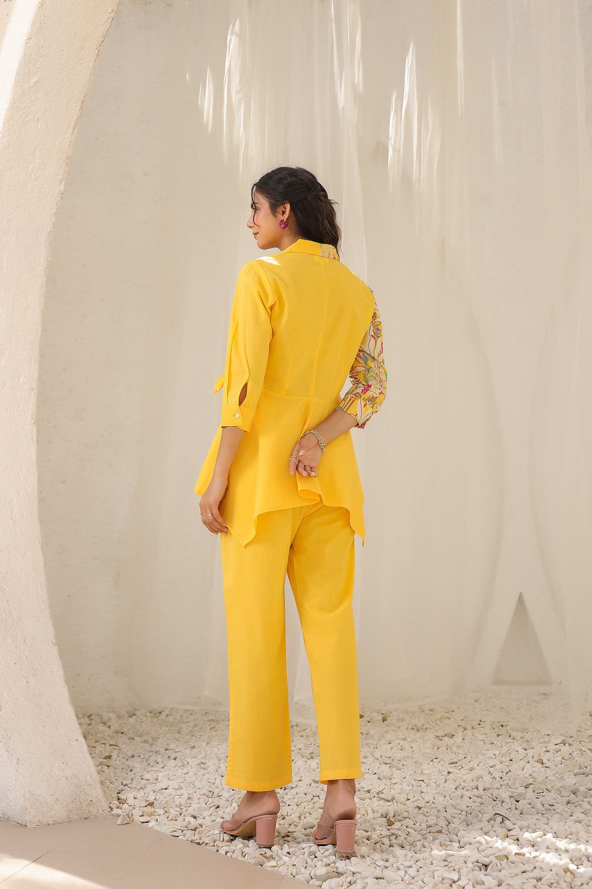 Colorblock Yellow Colour Block Yellow Cotton Co-ord Set
