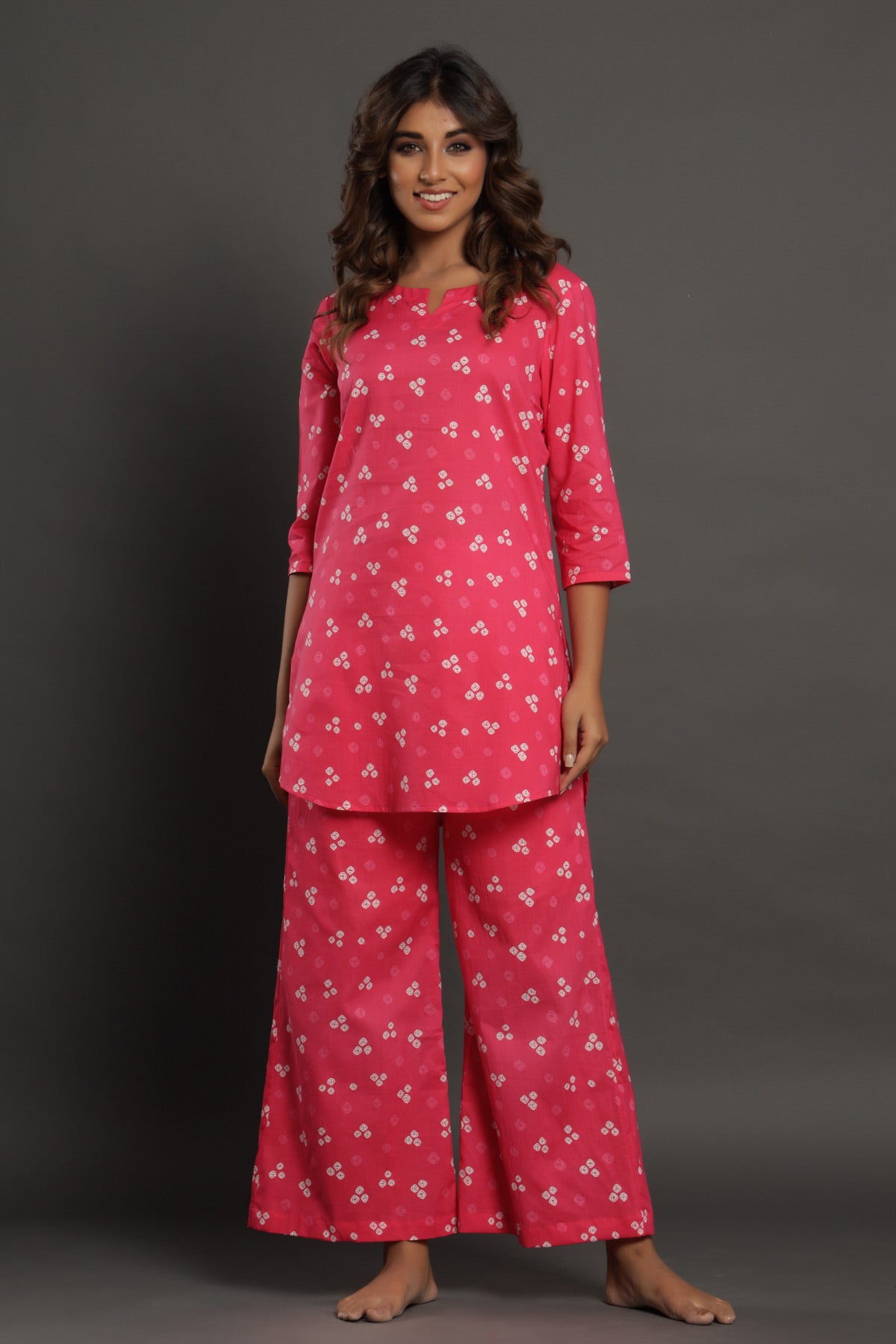 Pink Bliss Patterned Cotton Top Set