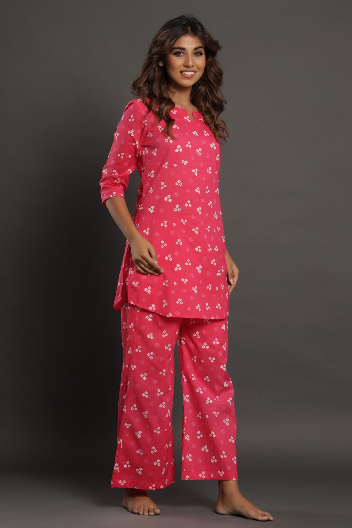 Pink Bliss Patterned Cotton Top Set