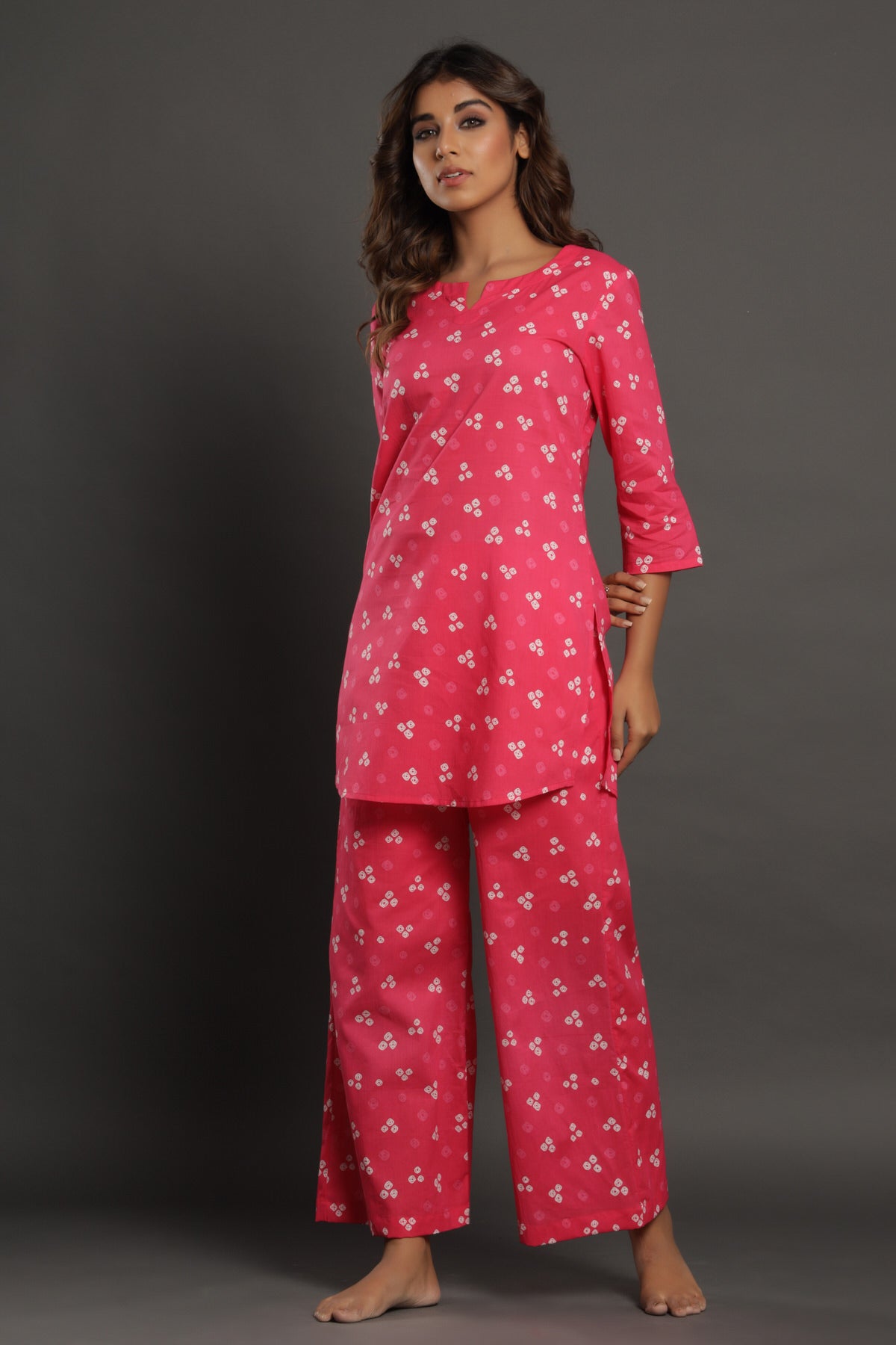 Pink Bliss Patterned Cotton Top Set