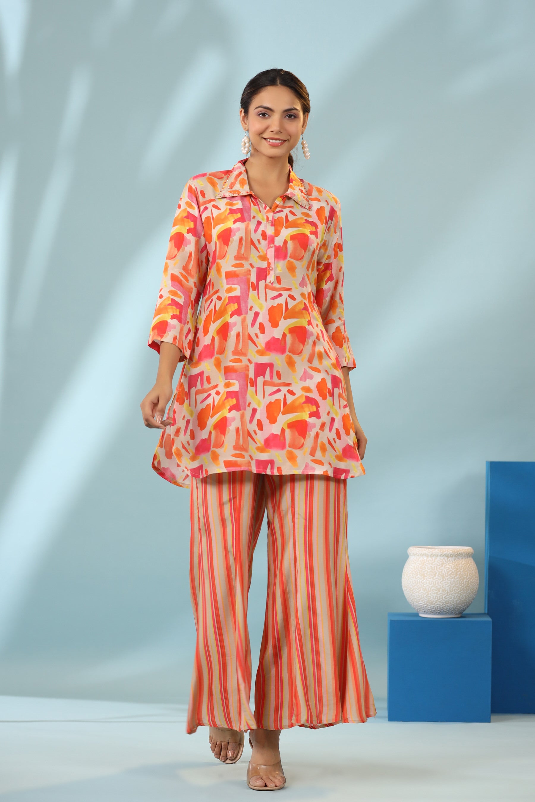 Vibrant Felicity on Muslin Silk Co-ord set