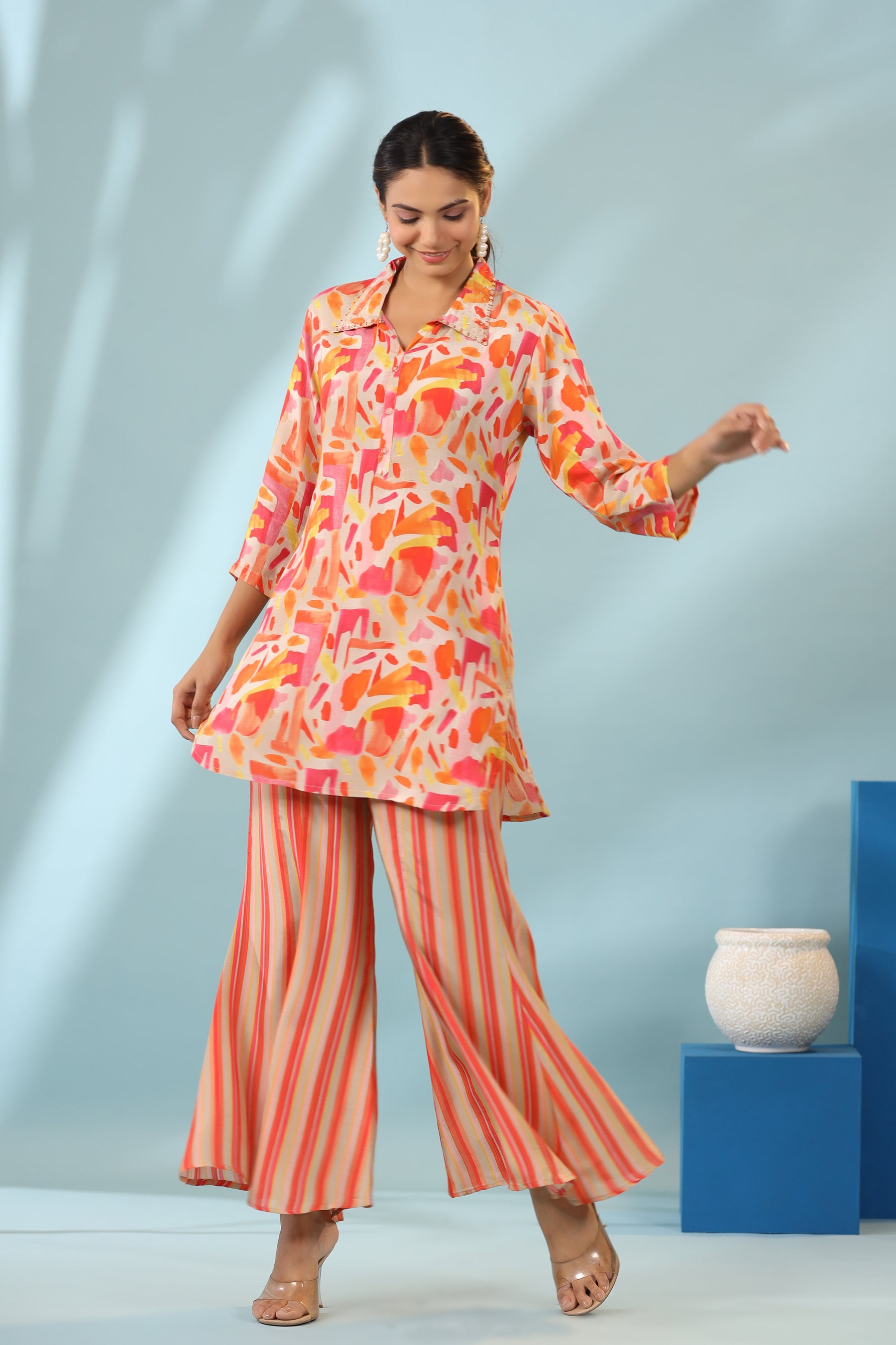 Vibrant Felicity on Muslin Silk Co-ord set