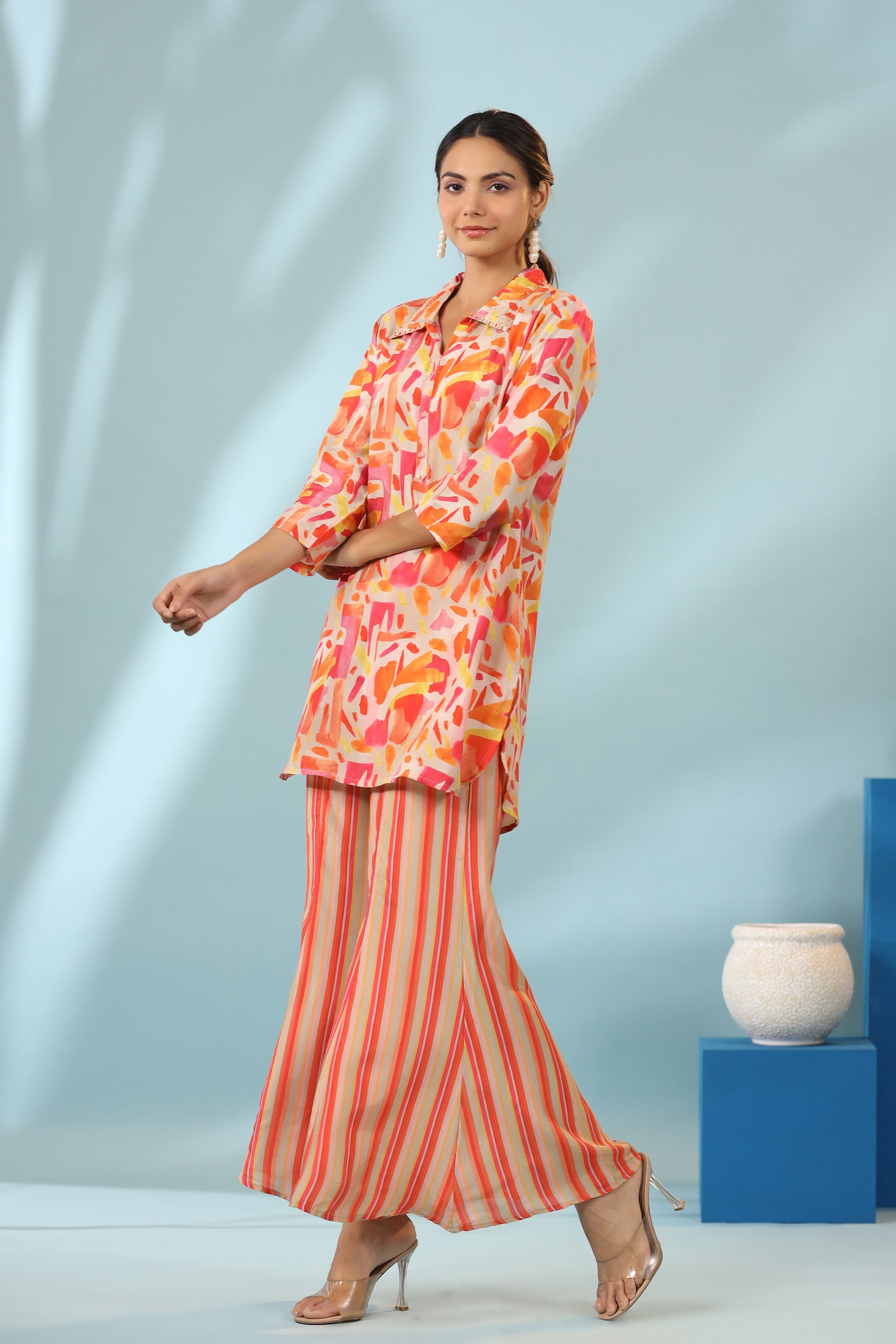 Vibrant Felicity on Muslin Silk Co-ord set