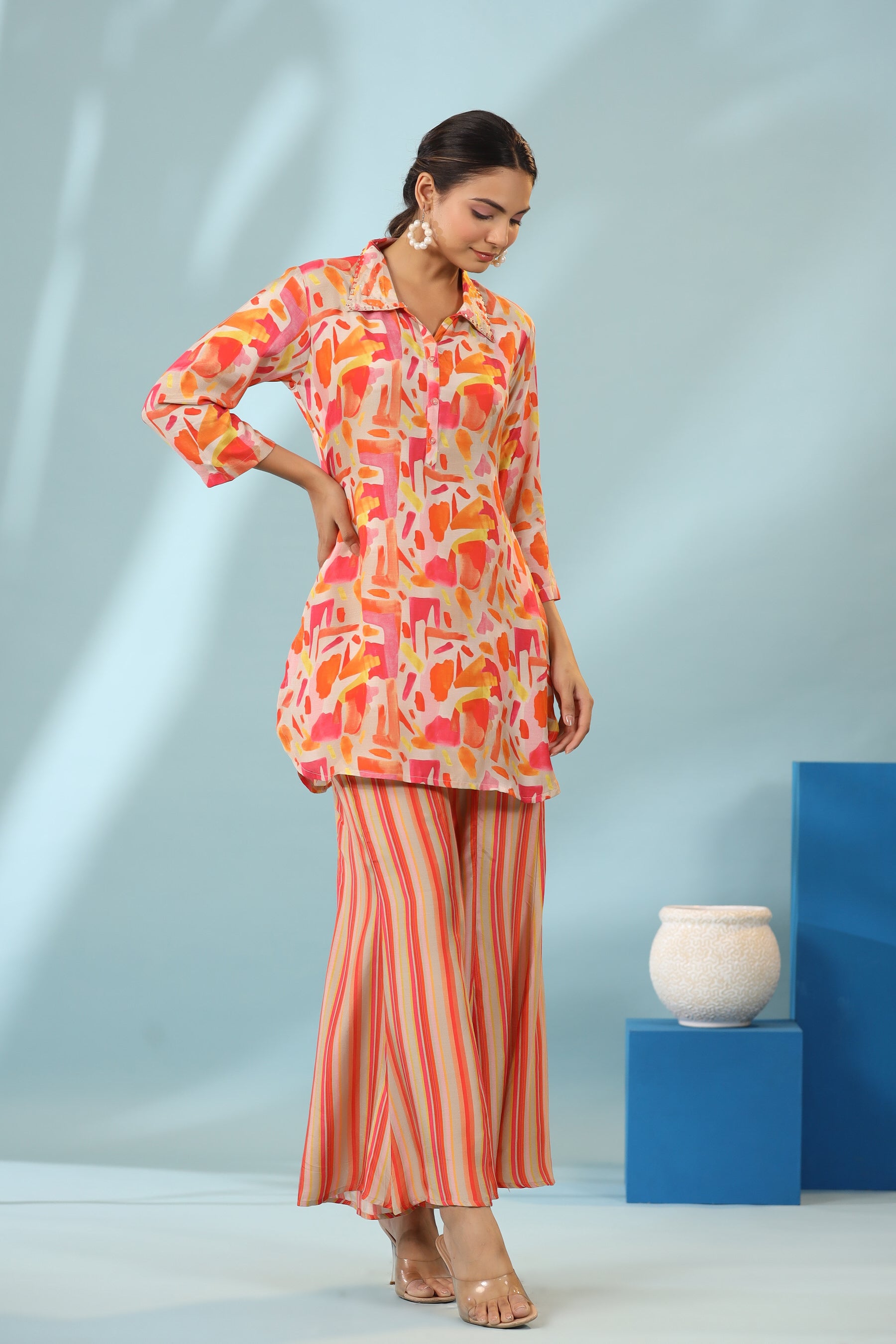 Vibrant Felicity on Muslin Silk Co-ord set