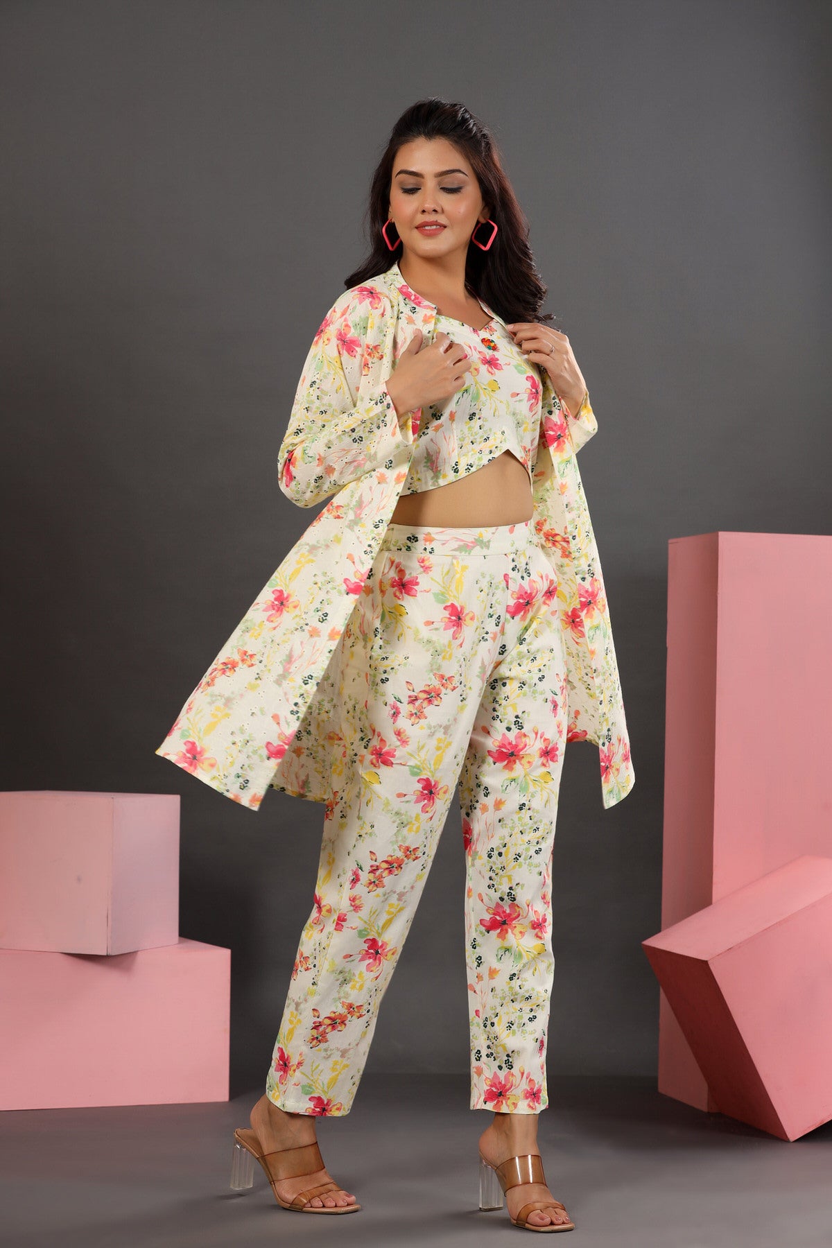 Shifli Work On Cotton Three Piece Set