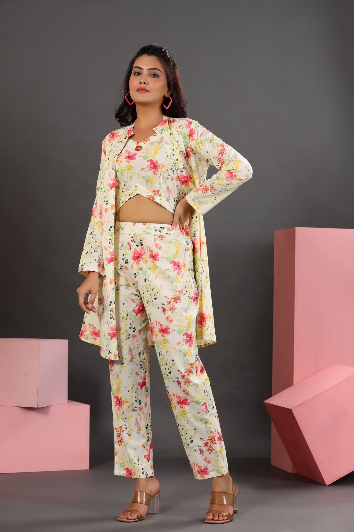 Shifli Work On Cotton Three Piece Set