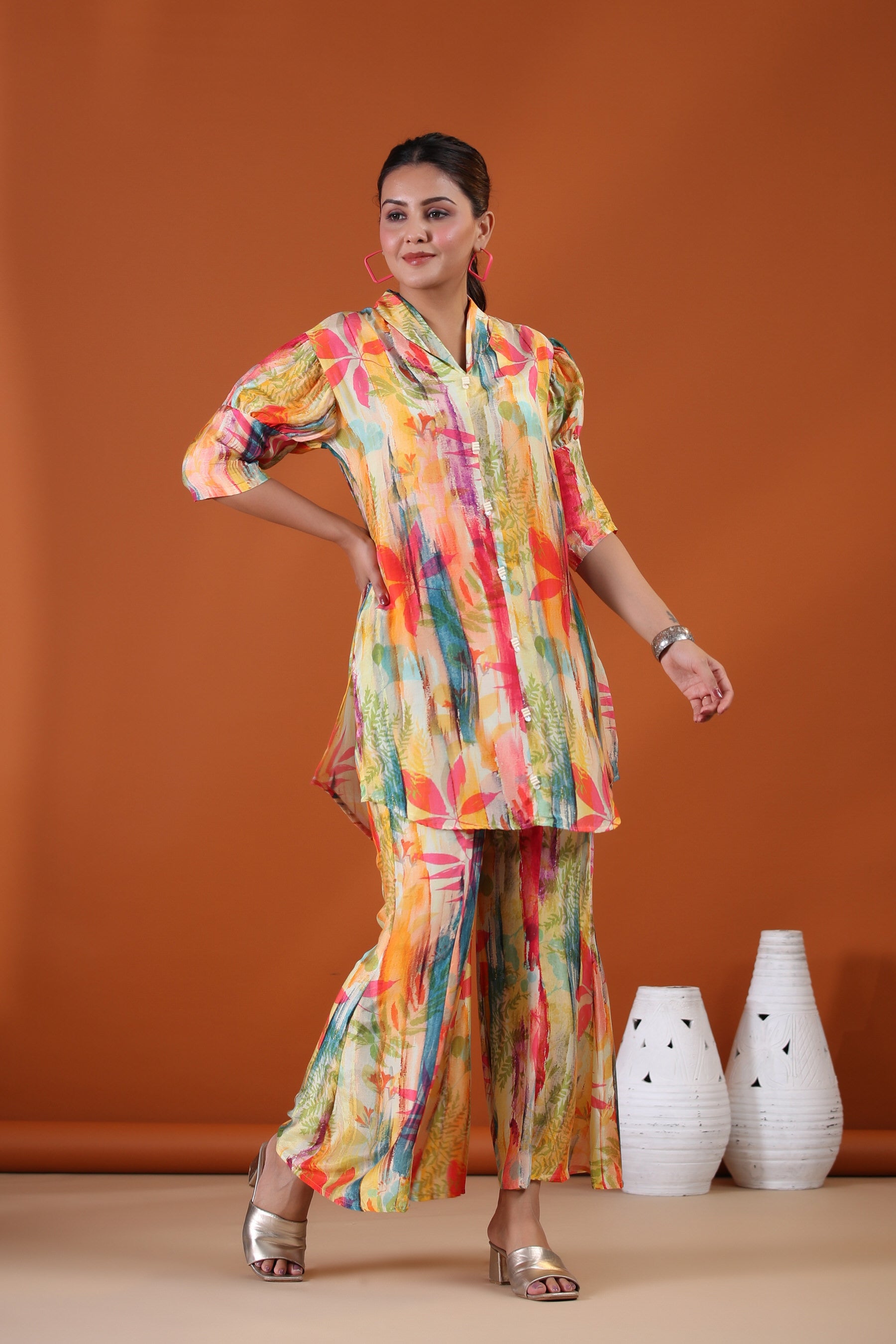 Radiant Ecstasy on Muslin Silk Co-ord Set