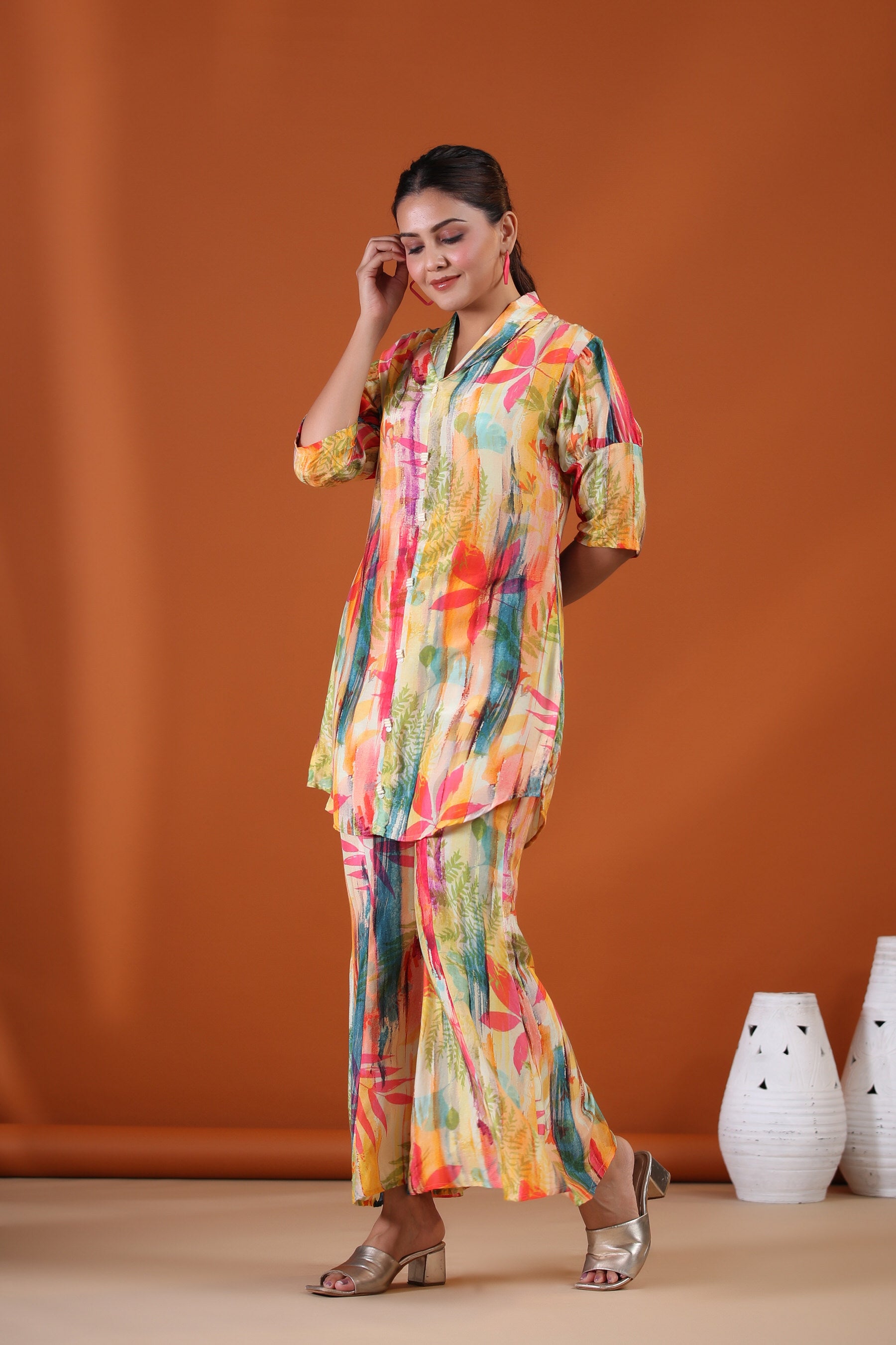 Radiant Ecstasy on Muslin Silk Co-ord Set