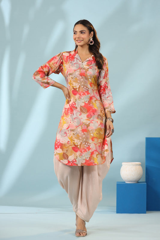 Sunset Bloom Printed Russian Silk Co-ord Set