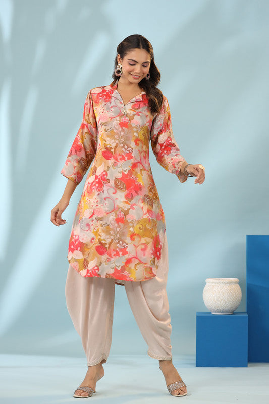 Sunset Bloom Printed Russian Silk Co-ord Set