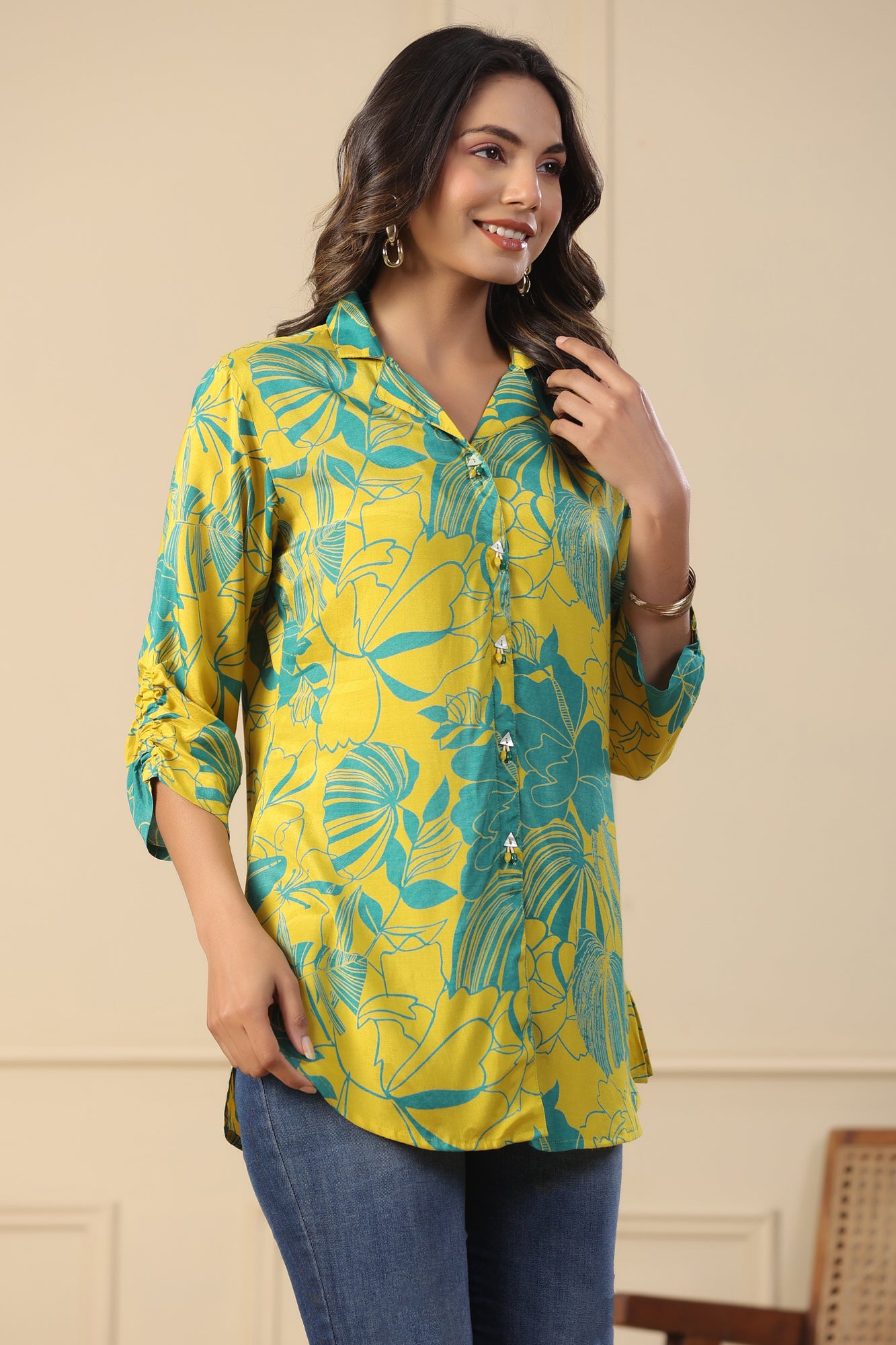 Lemon and Lime Blossom Russian Silk Top