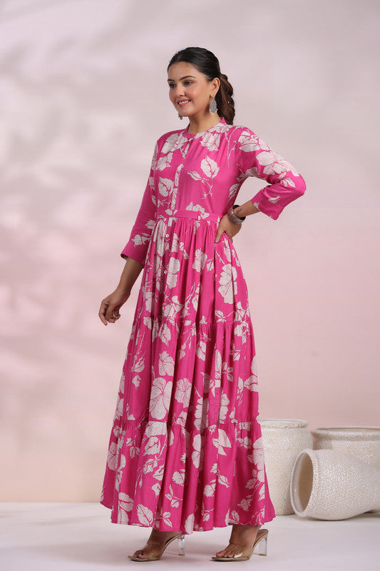 Rose Pink Floral Maxi Dress