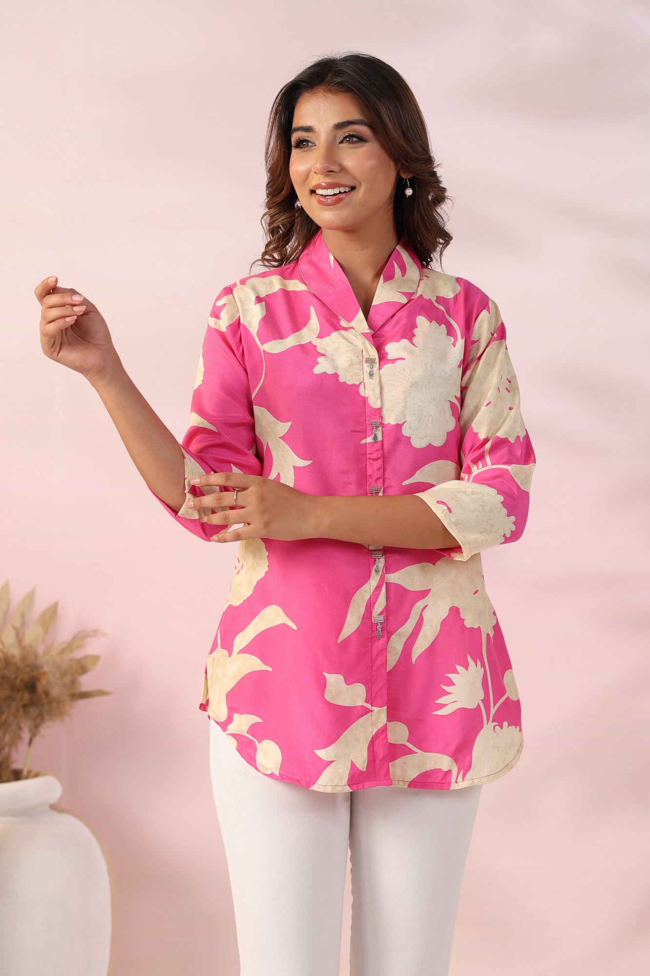 Flamingo Pink Russian Silk Top