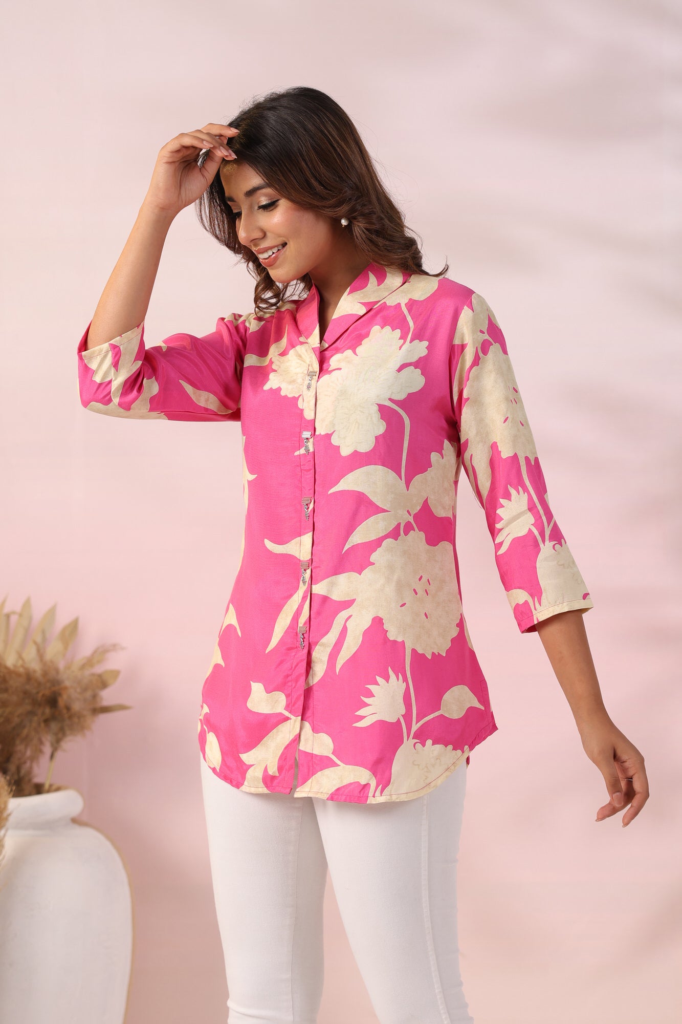 Flamingo Pink Russian Silk Top