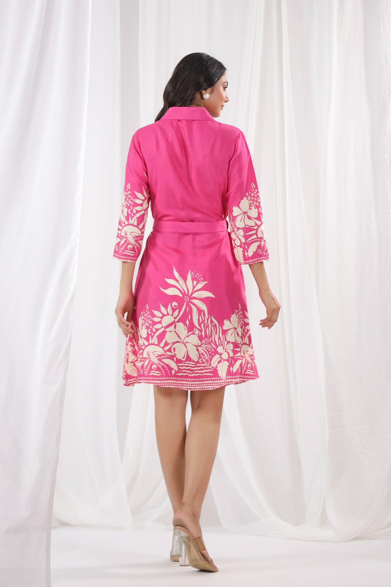 Pink Boho Russian Silk Dress