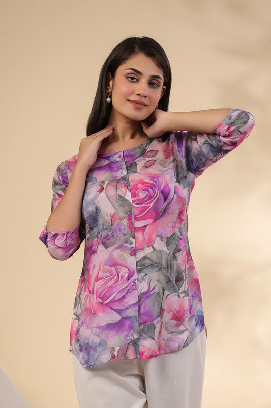 Floral Art  Russian Silk Top