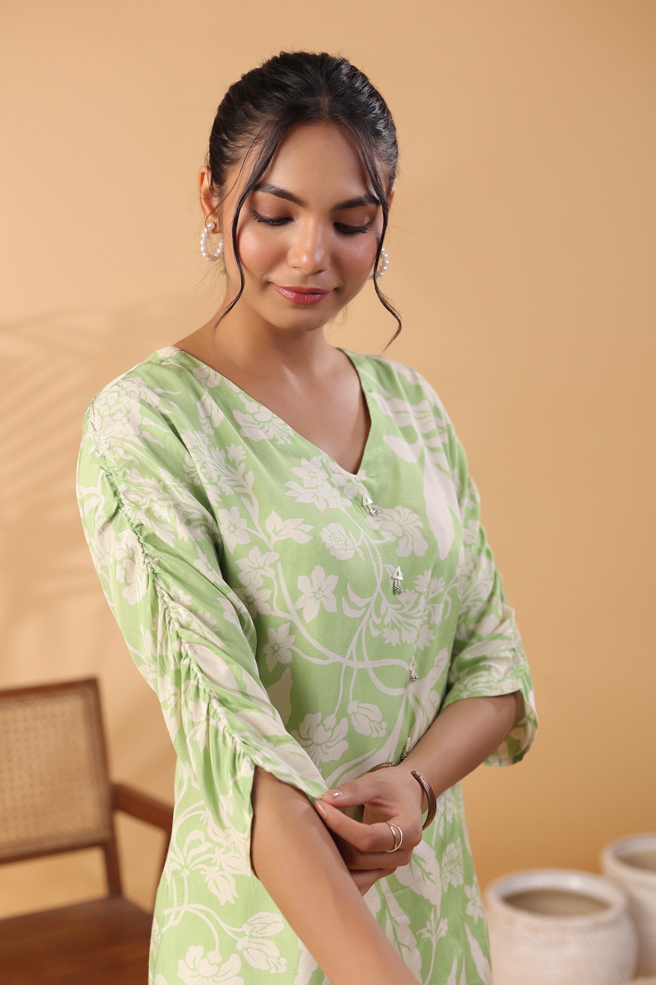 Serene Bliss Powder Green Russian Silk Top