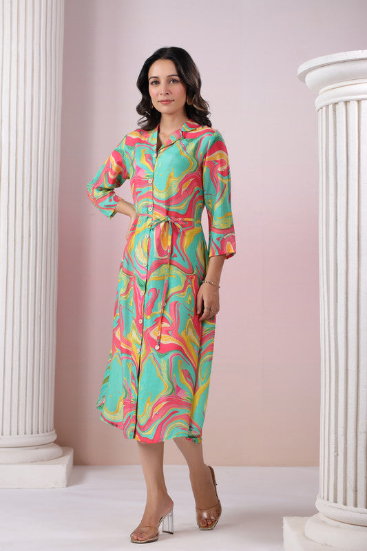 Marble Swirl Russian Silk Dress