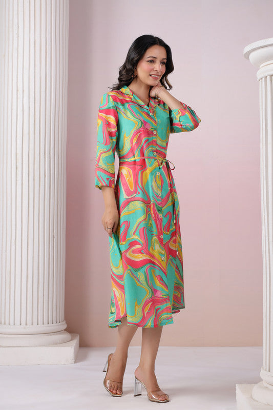 Marble Swirl Russian Silk Dress