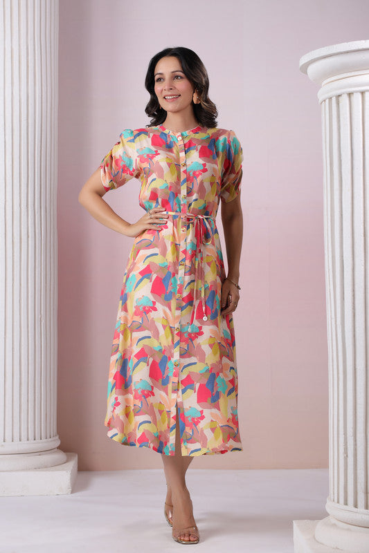 Candy Crush Shirt Dress in Russian Silk
