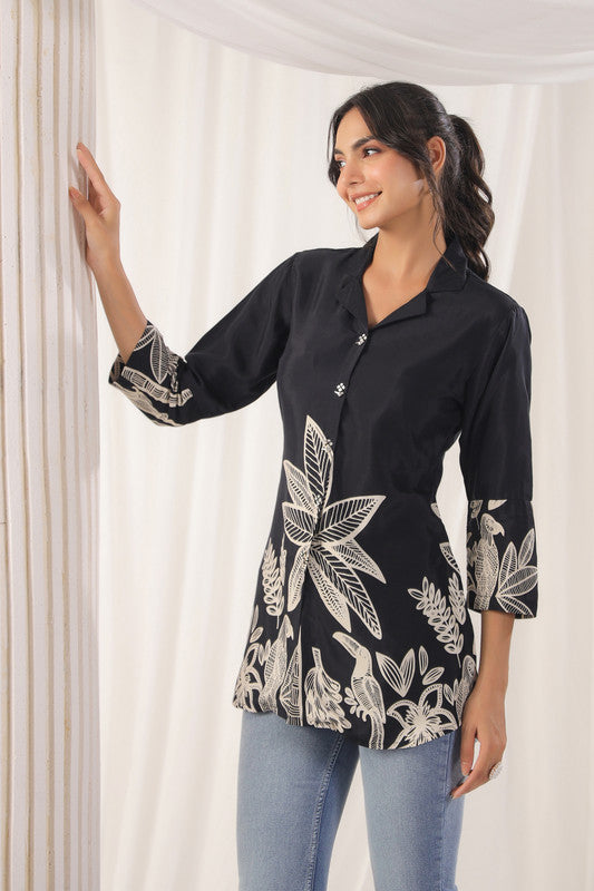 Midnight Tropics Silk Top