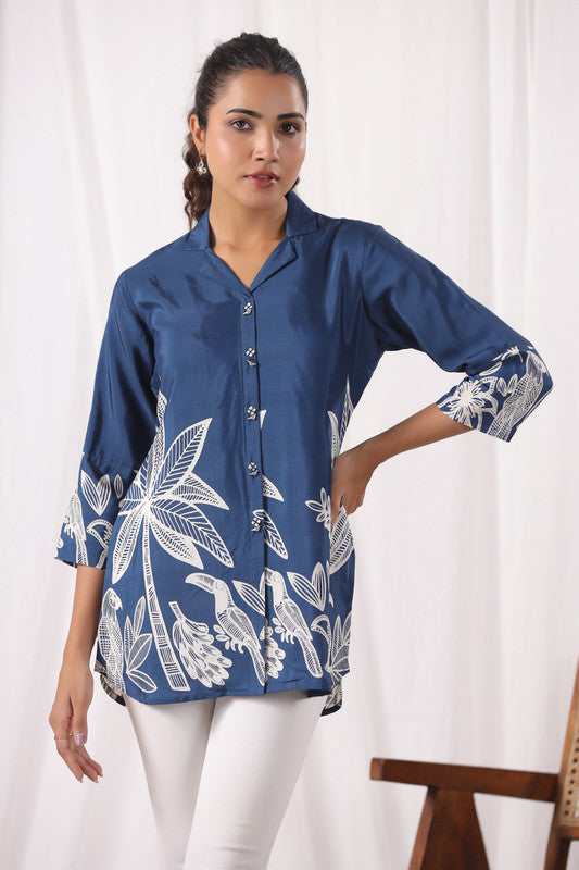 Sapphire Garden Bloom Russian Silk Top