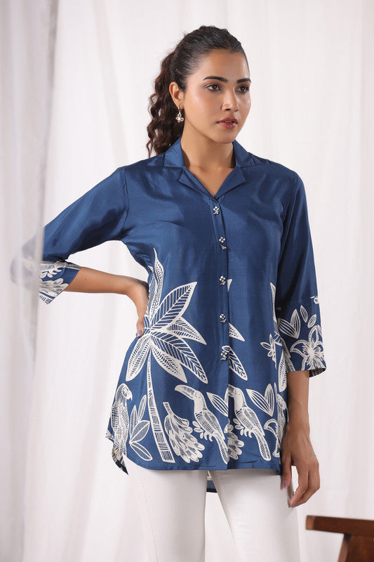 Sapphire Garden Bloom Russian Silk Top