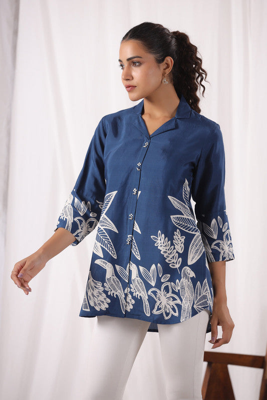 Sapphire Garden Bloom Russian Silk Top