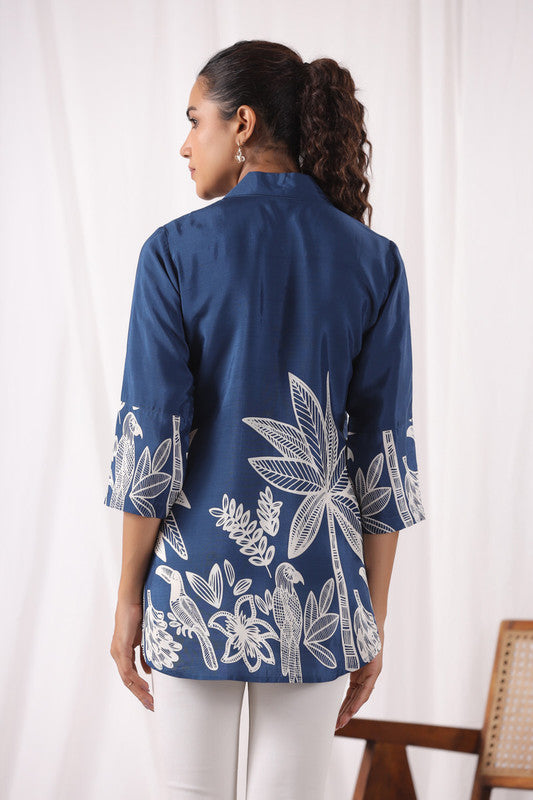 Sapphire Garden Bloom Russian Silk Top