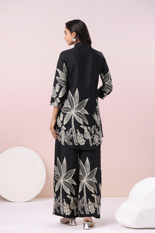 Ebony Botanical Elegance Russian Silk Co-ord Set