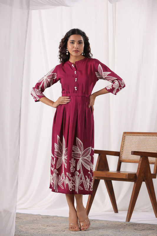 Island Reverie Plum Silk Dress