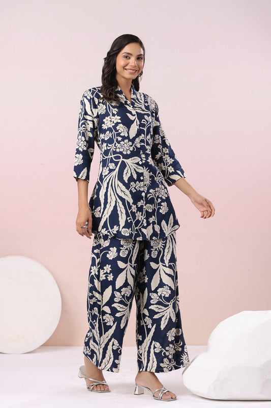 Midnight Bloom Russian Silk Co-ord Set