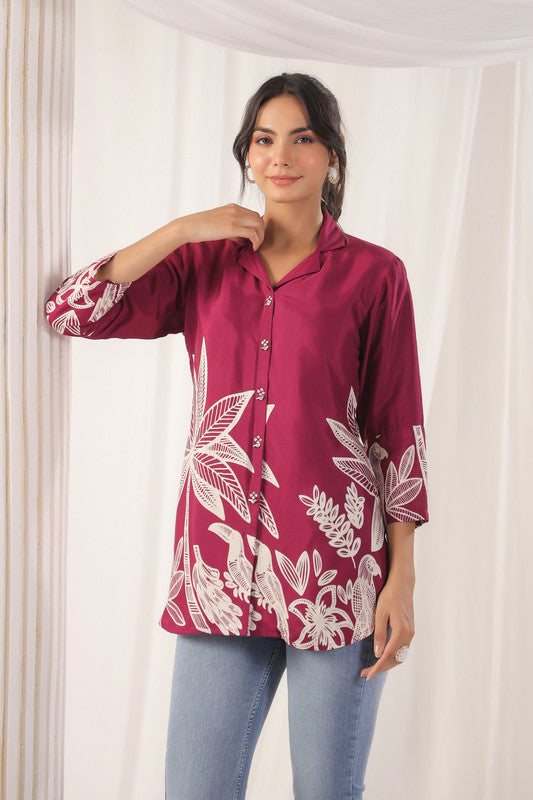 Wine Blossom Russian Silk Top