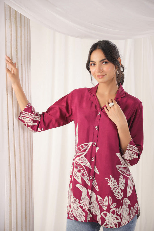 Wine Blossom Russian Silk Top