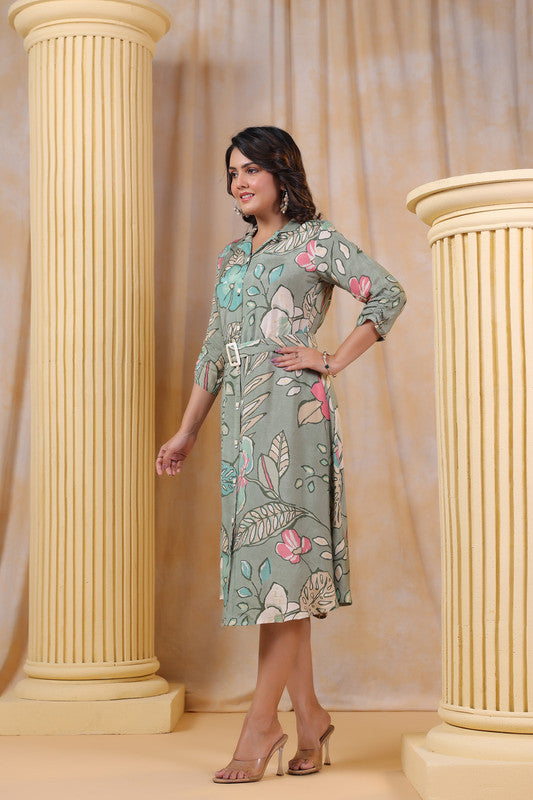 Botanic Bliss  A-Line Muslin Silk Dress