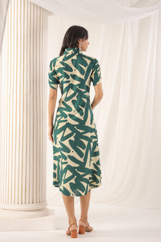 Tropical Fern Green Russian Silk Dress