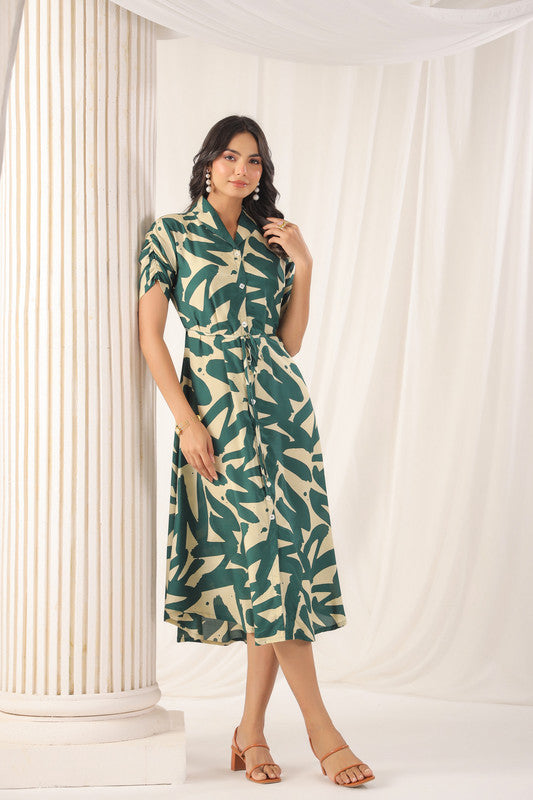 Tropical Fern Green Russian Silk Dress