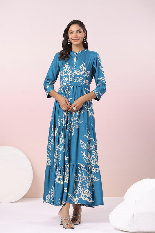 Indigo Leaf Russian Silk Whisper Gown