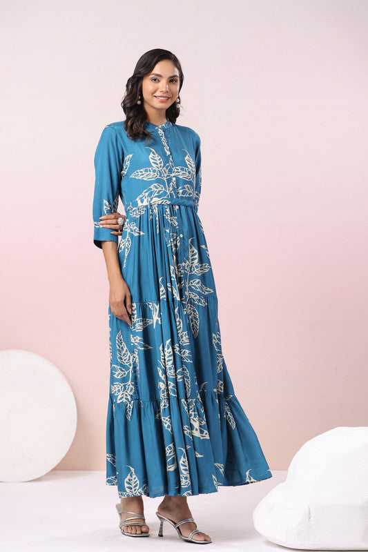 Indigo Leaf Russian Silk Whisper Gown