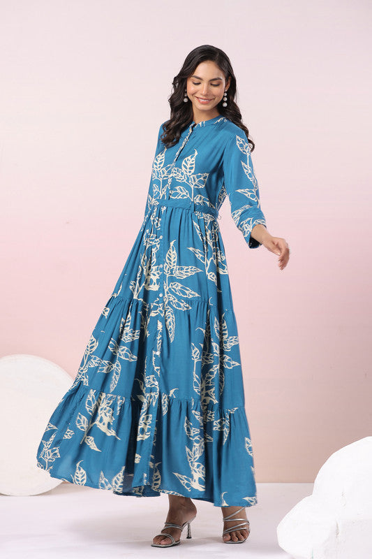 Indigo Leaf Russian Silk Whisper Gown