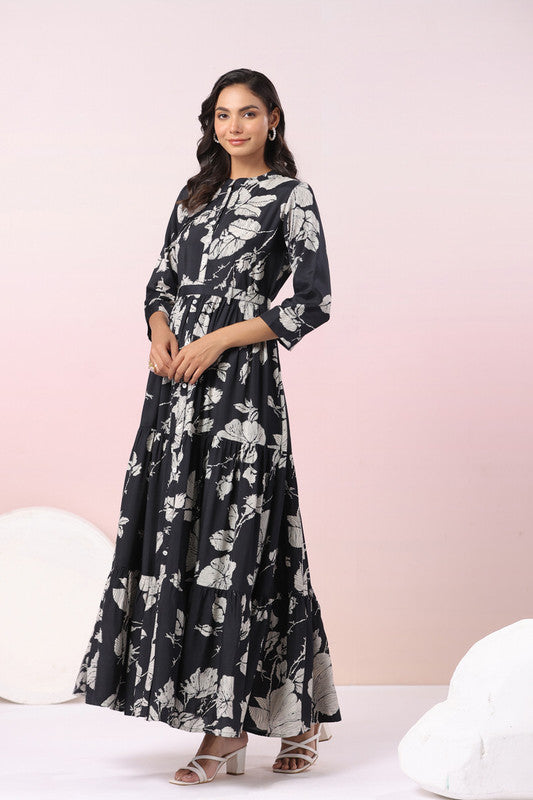 Midnight Blossom MaxiNoir Floral Dream Black Dress